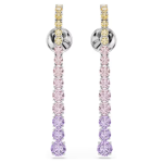 Matrix drop earrings Gradient of round cuts, Multicolored, Rhodium plated