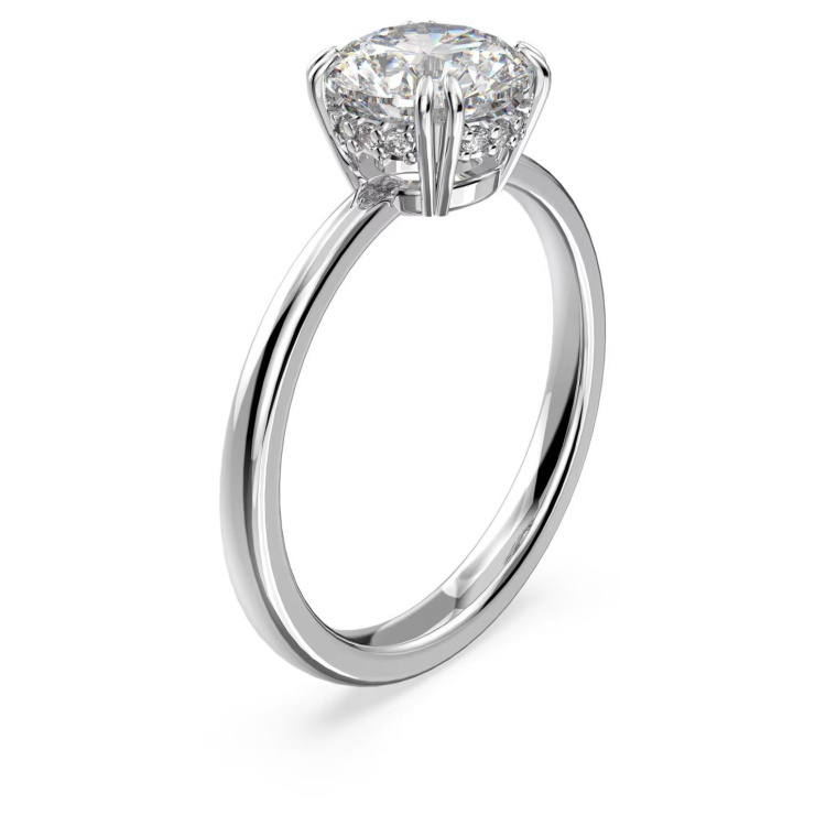 Stilla cocktail ring Round cut, White, Silver-tone finish