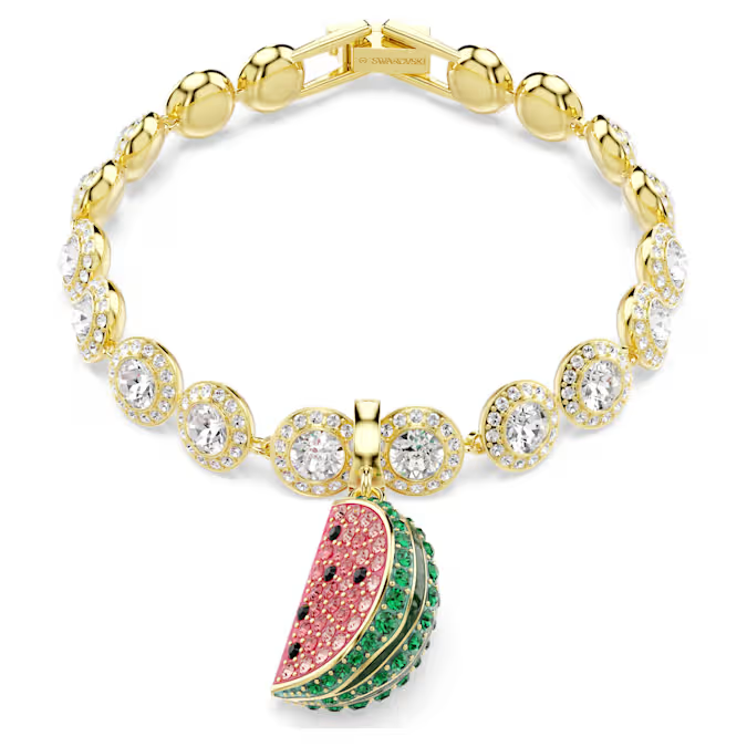 Idyllia charm Mixed cuts, Watermelon, Multicolored, Gold-tone plated
