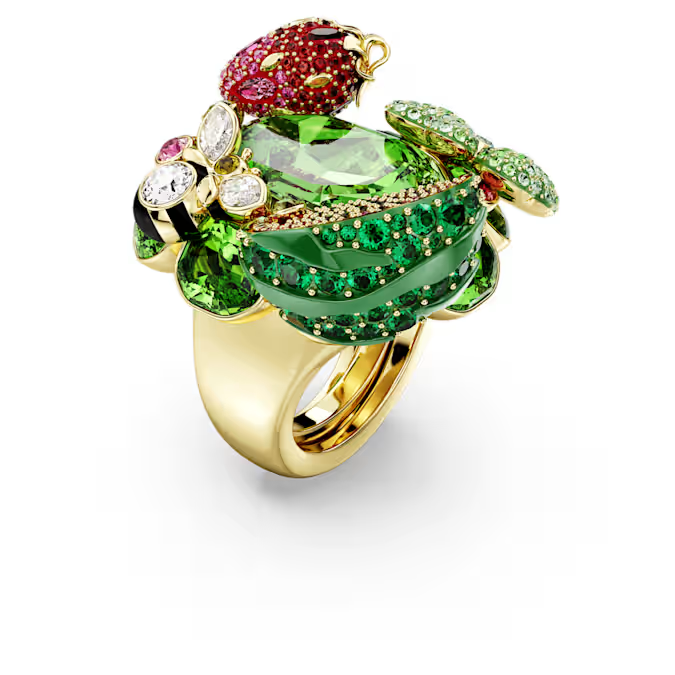 Idyllia motif ring Multicolored, Gold-tone plated