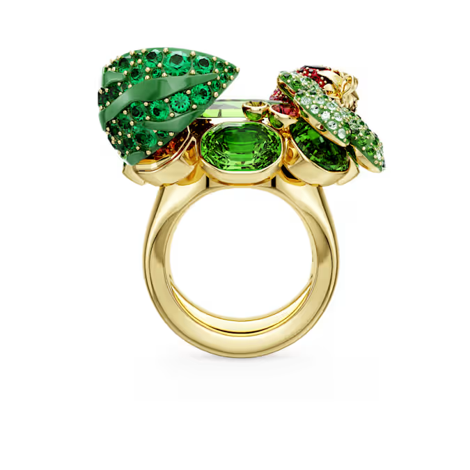 Idyllia motif ring Multicolored, Gold-tone plated
