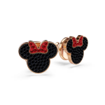 Mickey & Minnie Pierced Earrings, Black, Rose gold-tone plated