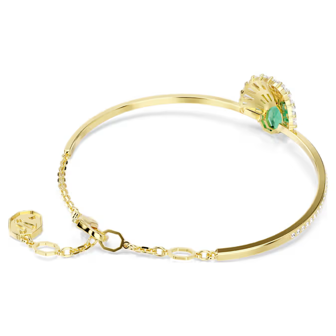 Idyllia bangle Mixed cuts, Shell, Green, Gold-tone plated