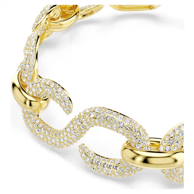 Dextera choker Round cut, White, Gold-tone plated