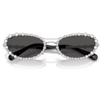 Sunglasses Oval shape, 2 in 1 clip-on, SK7044, Silver tone