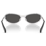Sunglasses Oval shape, 2 in 1 clip-on, SK7044, Silver tone