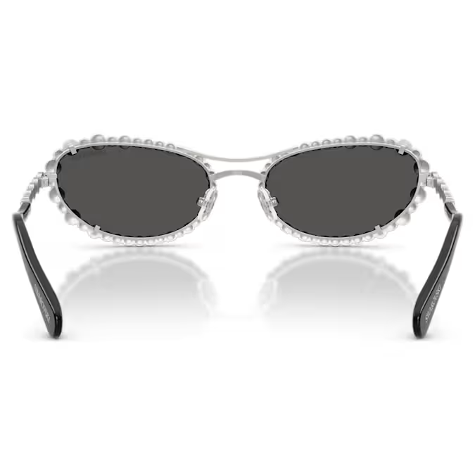 Sunglasses Oval shape, 2 in 1 clip-on, SK7044, Silver tone
