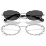 Sunglasses Oval shape, 2 in 1 clip-on, SK7044, Silver tone