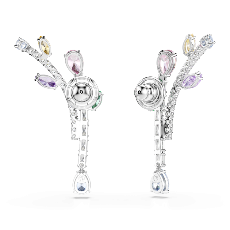 Ariana Grande x Swarovski drop earrings, Mixed cuts, Multicolored, Rhodium plated