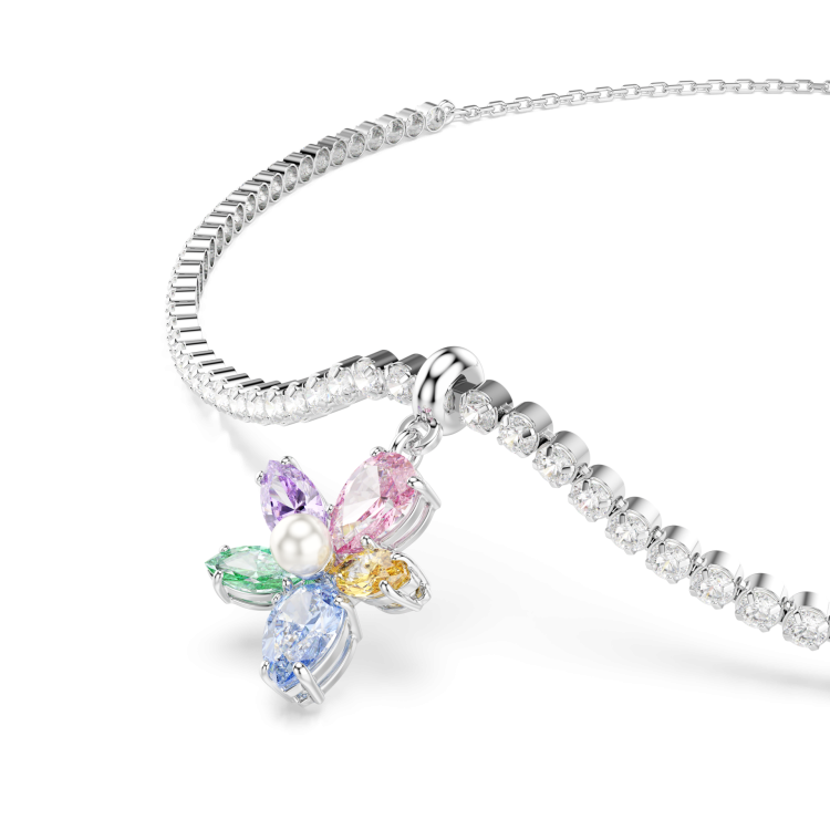 Ariana Grande x Swarovski choker, Mixed cuts, Flower, Multicolored, Rhodium plated