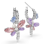Ariana Grande x Swarovski drop earrings, Mixed cuts, Dragonfly, Multicolored, Rhodium plated