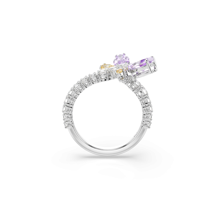 Ariana Grande x Swarovski motif ring, Mixed cuts, Dragonfly, Multicolored, Rhodium plated