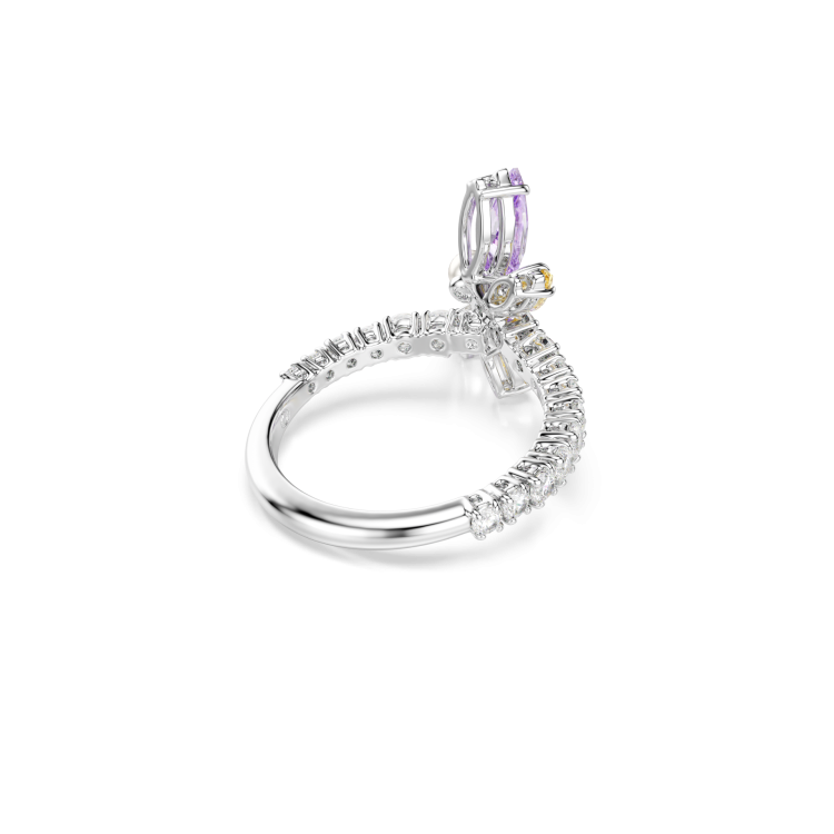 Ariana Grande x Swarovski motif ring, Mixed cuts, Dragonfly, Multicolored, Rhodium plated