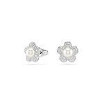 Ariana Grande x Swarovski set, Crystal pearl, Round cut, Flower, White, Rhodium plated