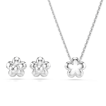 Ariana Grande x Swarovski set, Crystal pearl, Round cut, Flower, White, Rhodium plated