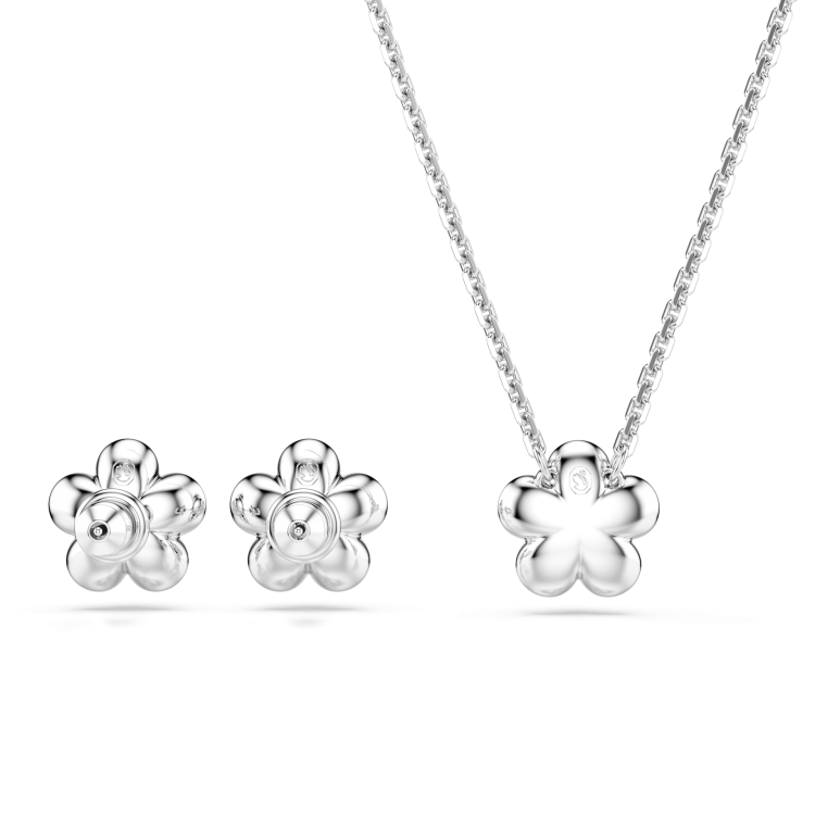 Ariana Grande x Swarovski set, Crystal pearl, Round cut, Flower, White, Rhodium plated