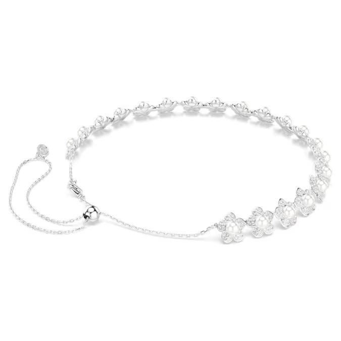 Ariana Grande x Swarovski choker, Crystal pearl, Round cut, White, Rhodium plated