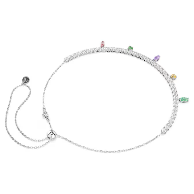 Ariana Grande x Swarovski Tennis necklace, Mixed cuts, Multicolored, Rhodium plated
