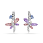 Ariana Grande x Swarovski drop earrings, Mixed cuts, Dragonfly, Multicolored, Rhodium plated