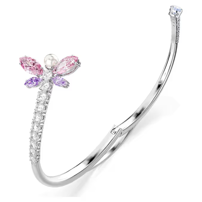 Ariana Grande x Swarovski bangle, Mixed cuts, Dragonfly, Multicolored, Rhodium plated
