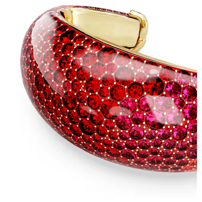Idyllia cuff Red, Gold-tone plated