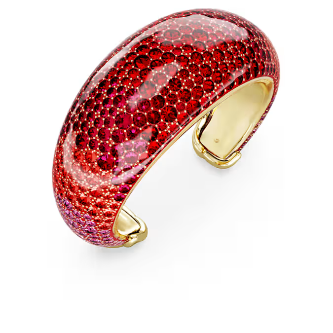Idyllia cuff Red, Gold-tone plated