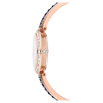 Matrix pearl bangle watch Swiss Made, Crystal bracelet, Black, Rose gold-tone finish
