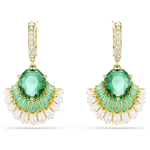 Idyllia drop earrings Mixed cuts, Shell, Green, Gold-tone plated