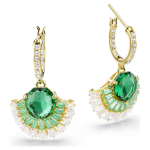 Idyllia drop earrings Mixed cuts, Shell, Green, Gold-tone plated