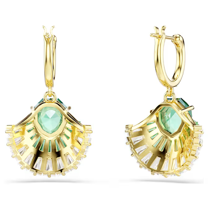 Idyllia drop earrings Mixed cuts, Shell, Green, Gold-tone plated