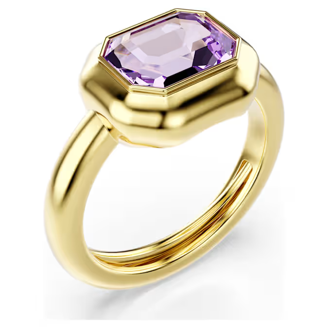 Gema motif ring Set (3), Multicolored, Gold-tone plated