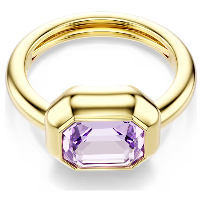 Gema motif ring Set (3), Multicolored, Gold-tone plated