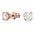 Stilla stud earrings Round cut, White, Rose gold-tone plated