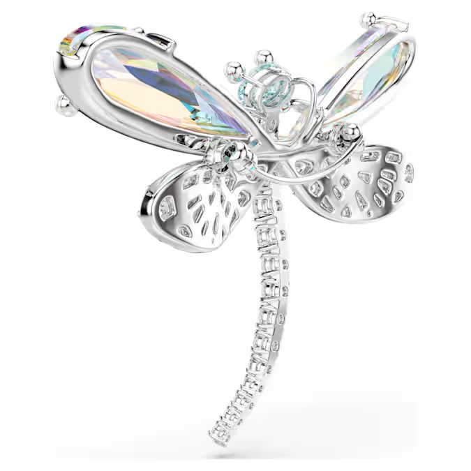 Ariana Grande x Swarovski pendant and brooch Crystal Pearl, Mixed cuts, Dragonfly, White, Rhodium plated