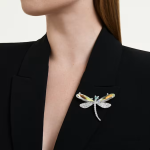 Ariana Grande x Swarovski pendant and brooch Crystal Pearl, Mixed cuts, Dragonfly, White, Rhodium plated