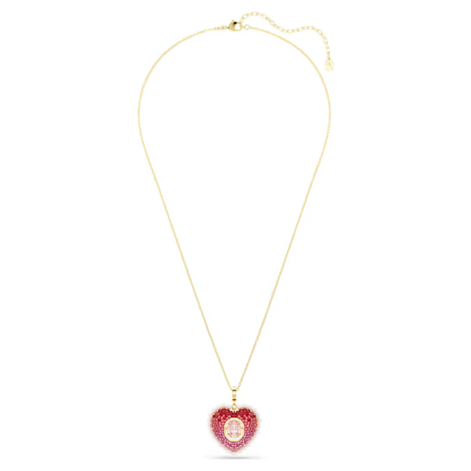Idyllia pendant Mixed cuts, Heart, Pink, Gold-tone plated