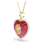 Idyllia pendant Mixed cuts, Heart, Pink, Gold-tone plated