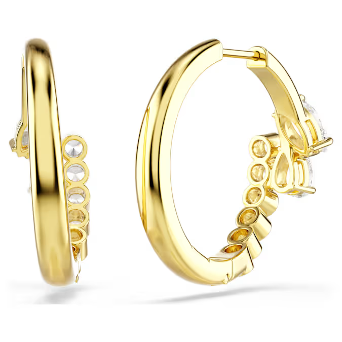 Mesmera hoop earrings Mixed cuts, White, 18K gold finish