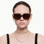Mesmera hoop earrings Mixed cuts, White, 18K gold finish