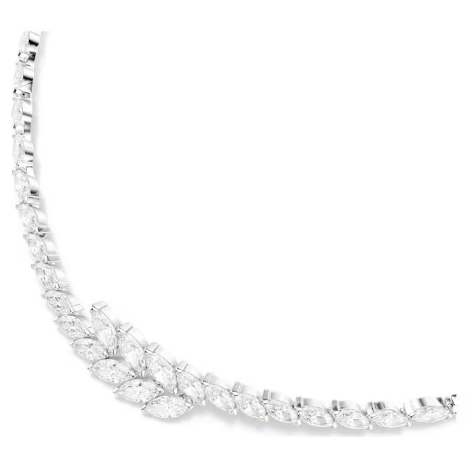 Mesmera necklace Marquise cut, White, Rhodium plated