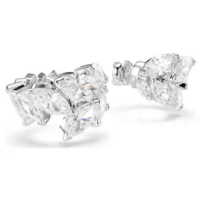 Mesmera ear cuffs Marquise cut, White, Rhodium plated