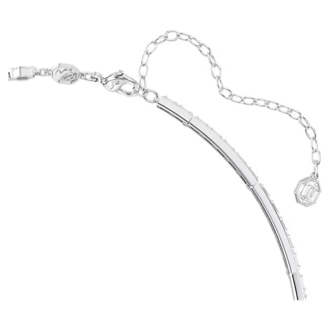 Mesmera Y necklace Mixed cuts, White, Rhodium plated