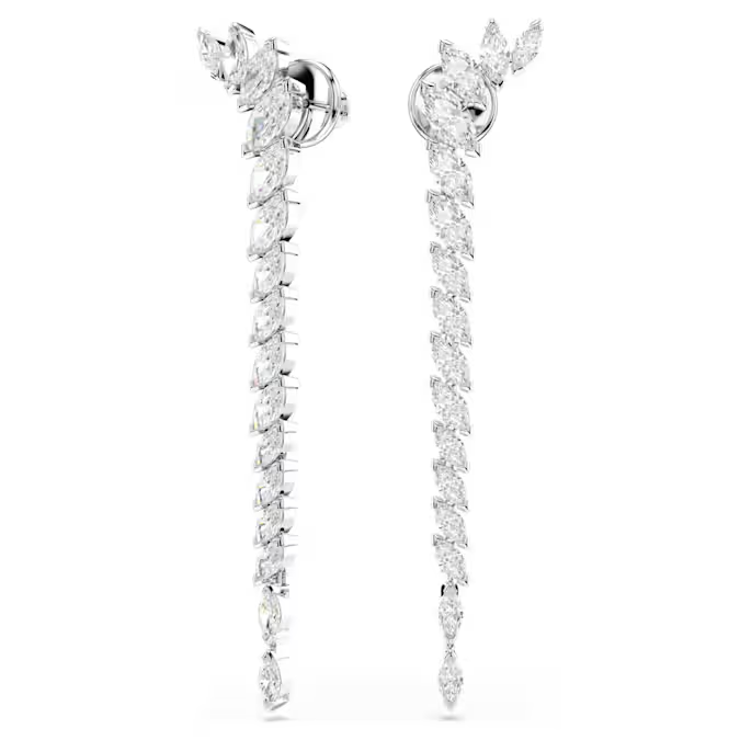 Mesmera earrings Marquise cut, White, Rhodium plated