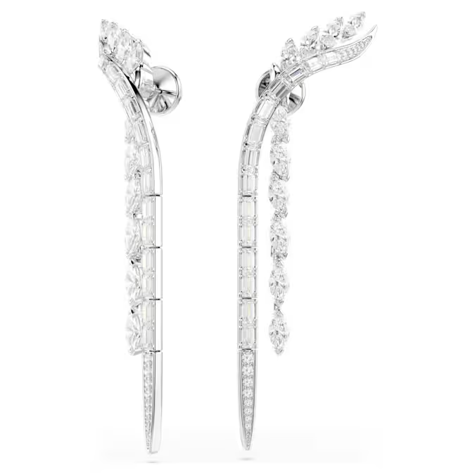 Mesmera earrings Mixed cuts, White, Rhodium plated