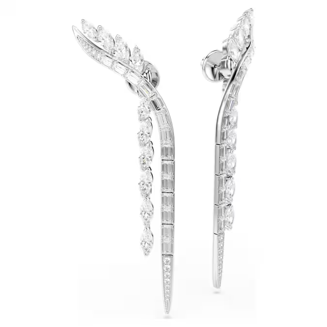 Mesmera earrings Mixed cuts, White, Rhodium plated