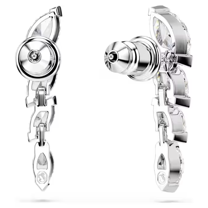 Mesmera earrings Marquise cut, White, Rhodium plated