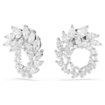Mesmera hoop earrings Marquise cut, White, Rhodium plated