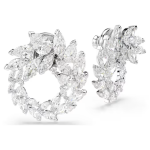 Mesmera hoop earrings Marquise cut, White, Rhodium plated