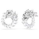 Mesmera hoop earrings Marquise cut, White, Rhodium plated