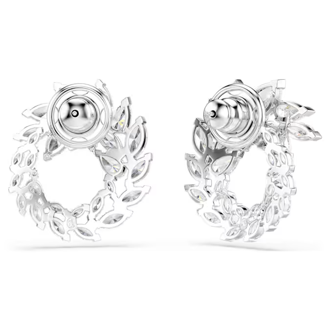 Mesmera hoop earrings Marquise cut, White, Rhodium plated